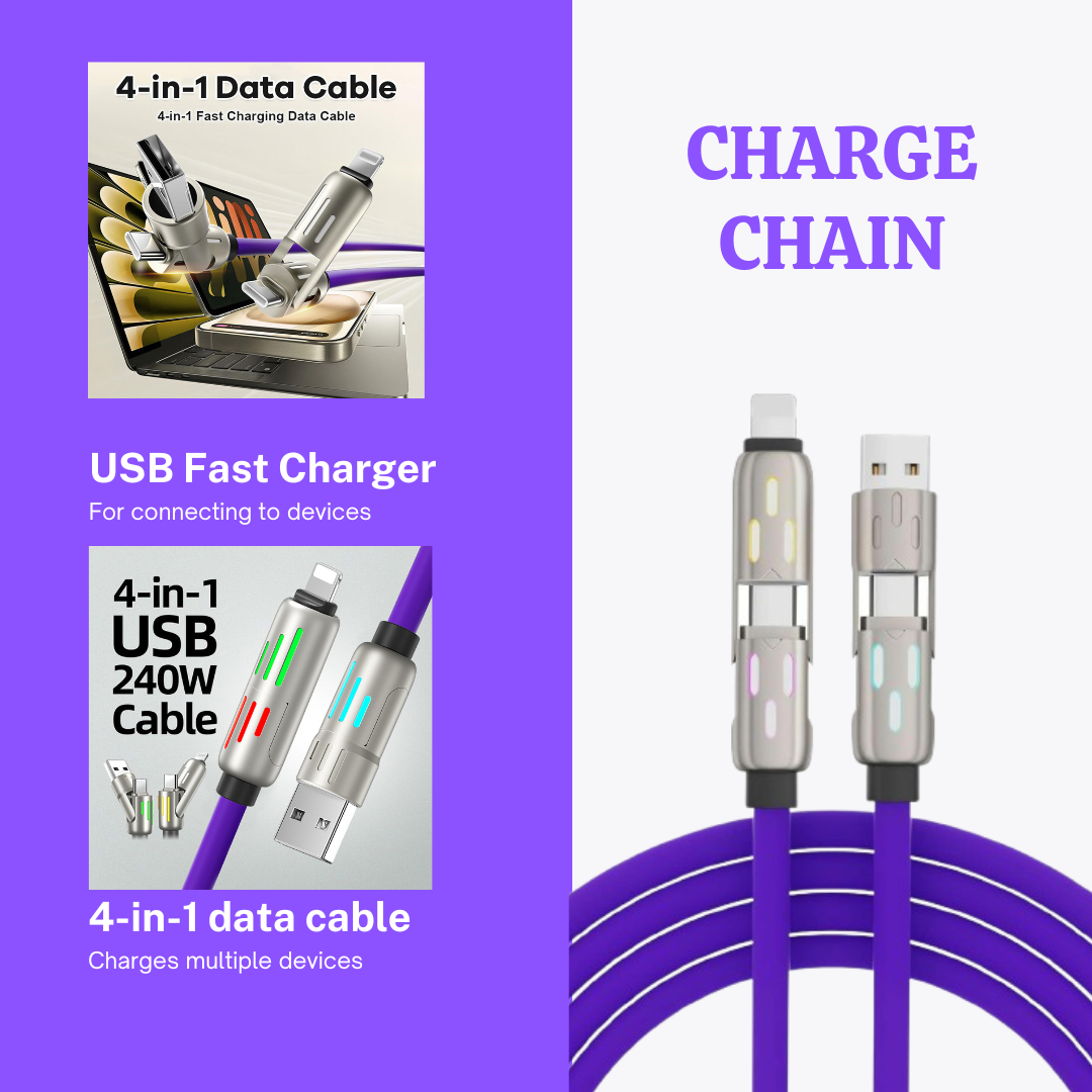 ChargeChain 240W Fast Charging Two-to-Two Data Cable